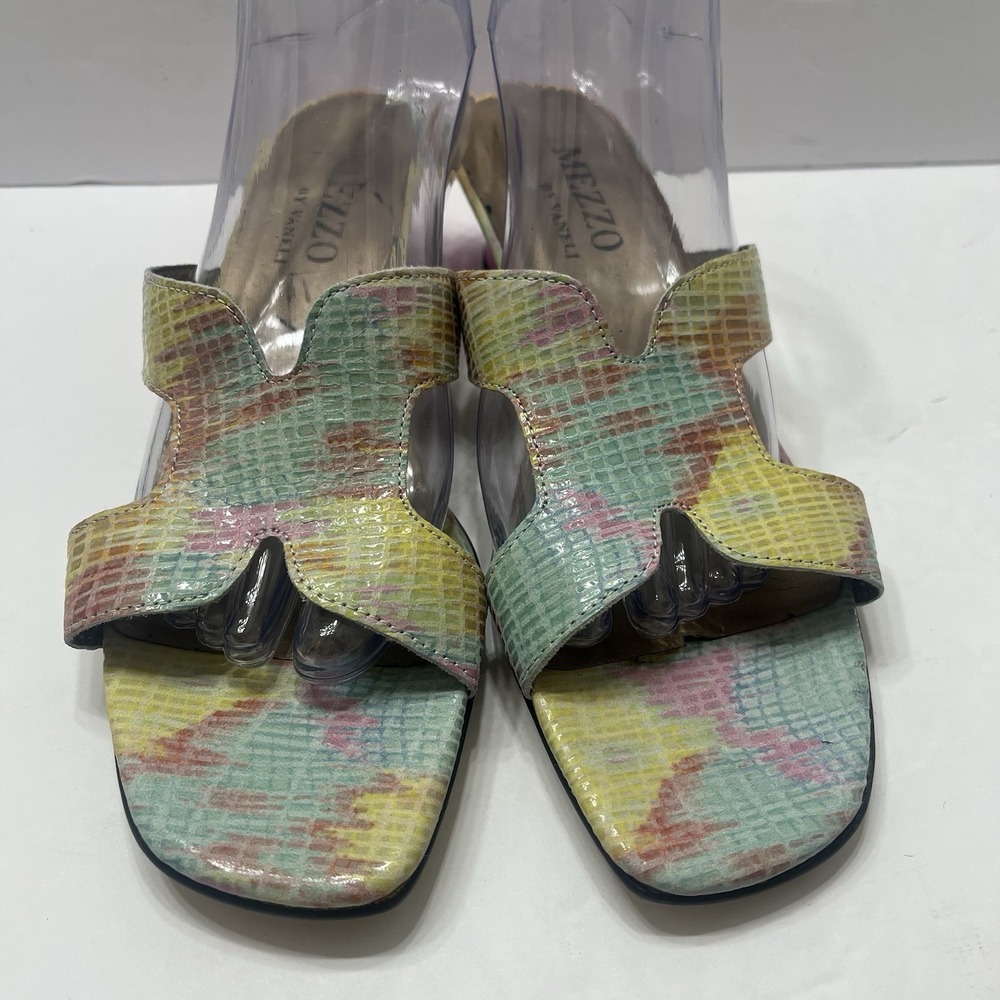 Mezzo By Vaneli Multicolored Slide Sandals Snake-Skin Print Pink Heel Women 10.5 - Picture 2 of 9